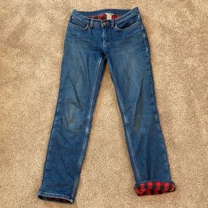 Duluth Trading Co Flannel Lined Daily Denim Straight Leg Jeans Size 2 X 31